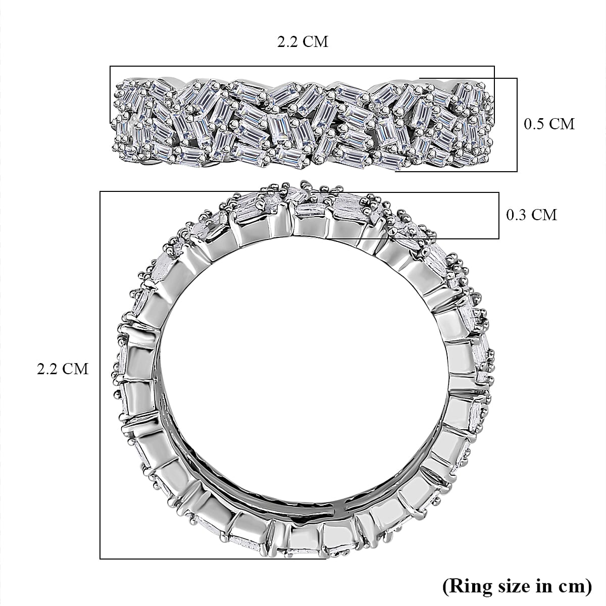 Diamond Fire Cracker Band Ring in Platinum Overlay Sterling Silver 7710746 5