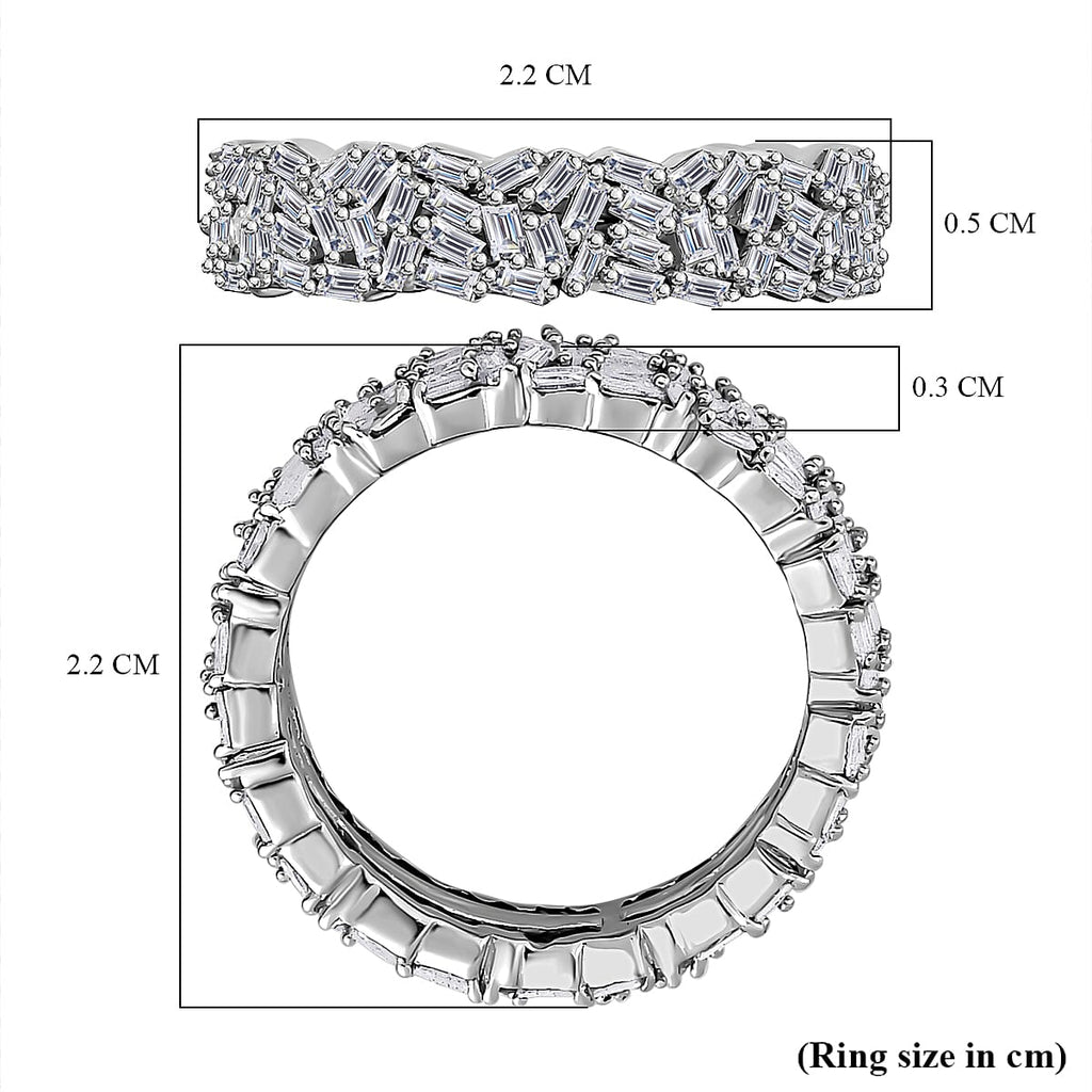 Designer Inspired - Diamond Fire Cracker Band Ring in Platinum Overlay Sterling Silver 1.05 Ct