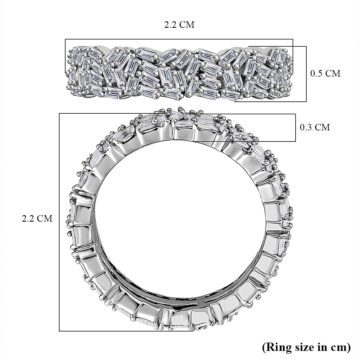 Designer Inspired - Diamond Fire Cracker Band Ring in Platinum Overlay Sterling Silver 1.05 Ct 7710752 5