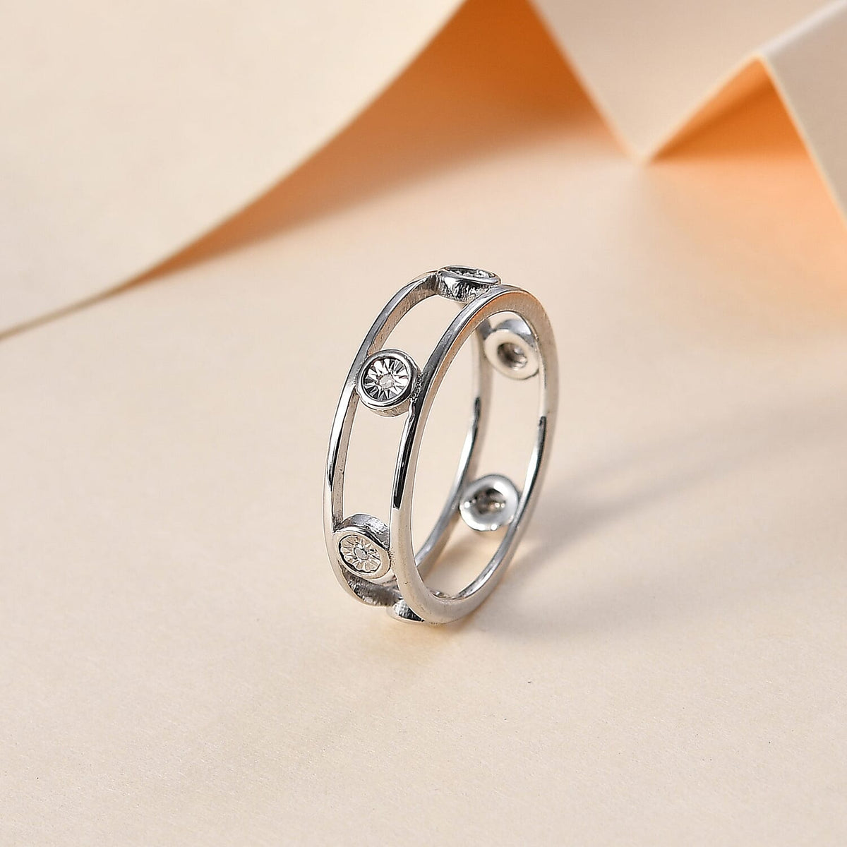 Diamond 6 Stone Band Ring in Rhodium Overlay Sterling Silver 7780328 1