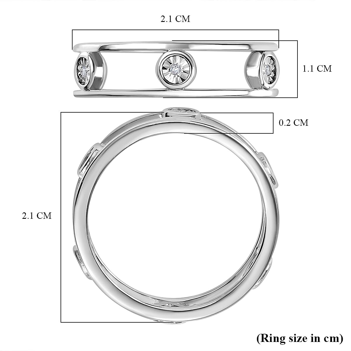 Diamond 6 Stone Band Ring in Rhodium Overlay Sterling Silver 7780328 5