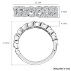 Designer Inspiration - White Diamond Curb Band Ring in Rhodium Overlay Sterling Silver