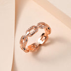 White Diamond  Band Ring in Vermeil RG Sterling Silver 0.01 ct  0.005  Ct.
