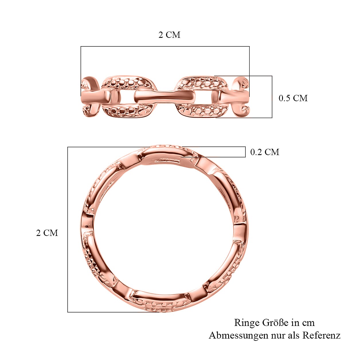 Diamond Link Band Ring in 18K Vermeil Rose Gold Plated Sterling Silver V32513065 5
