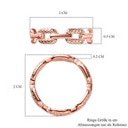 Diamond Link Band Ring in 18K Vermeil Rose Gold Plated Sterling Silver