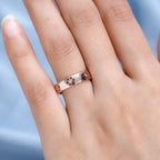 Diamond Floral Band Ring in 18K Vermeil Rose Gold Plated Sterling Silver