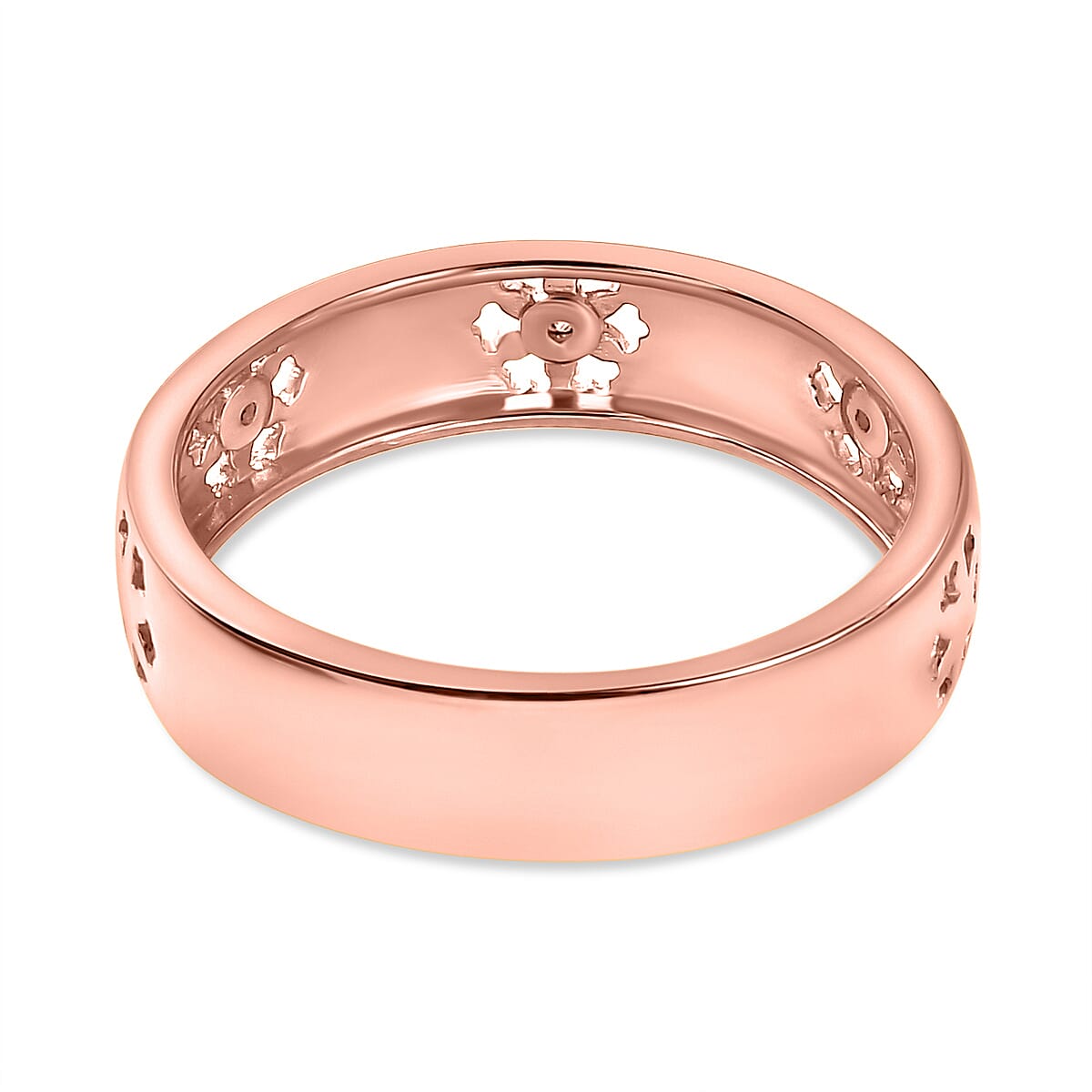 Diamond Floral Band Ring in 18K Vermeil Rose Gold Plated Sterling Silver 7665084 4