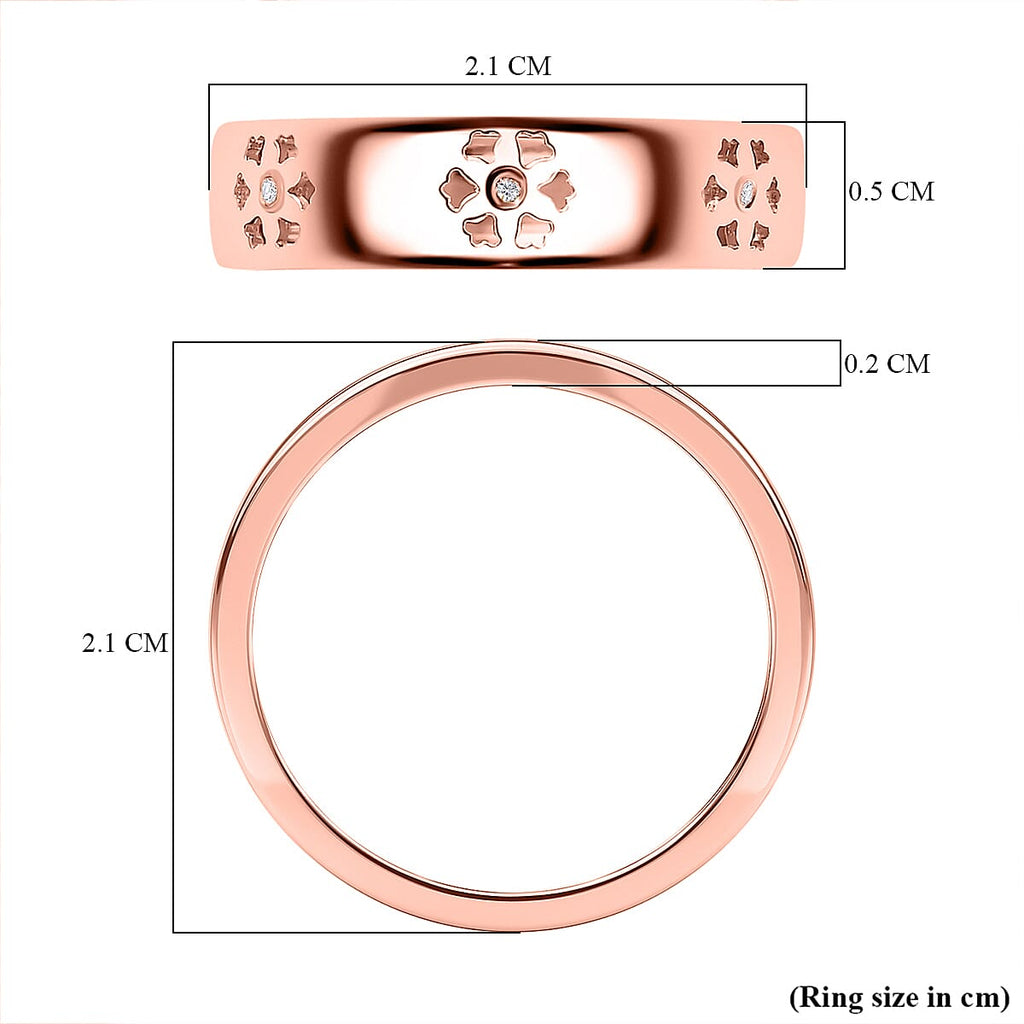Diamond Floral Band Ring in 18K Vermeil Rose Gold Plated Sterling Silver