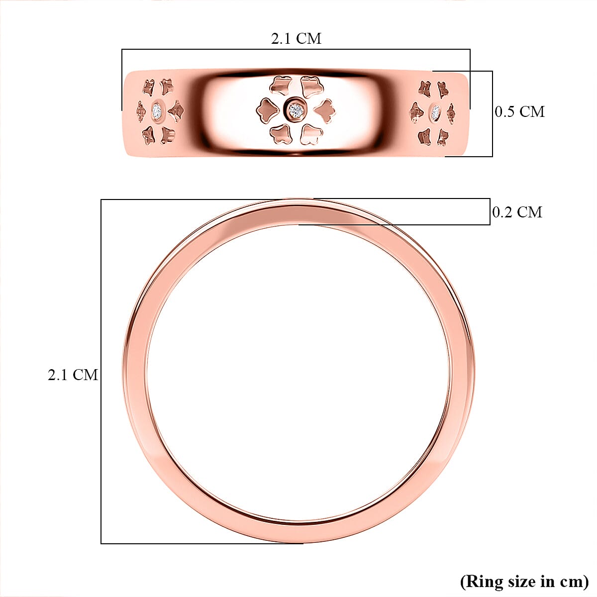 Diamond Floral Band Ring in 18K Vermeil Rose Gold Plated Sterling Silver 7665084 5