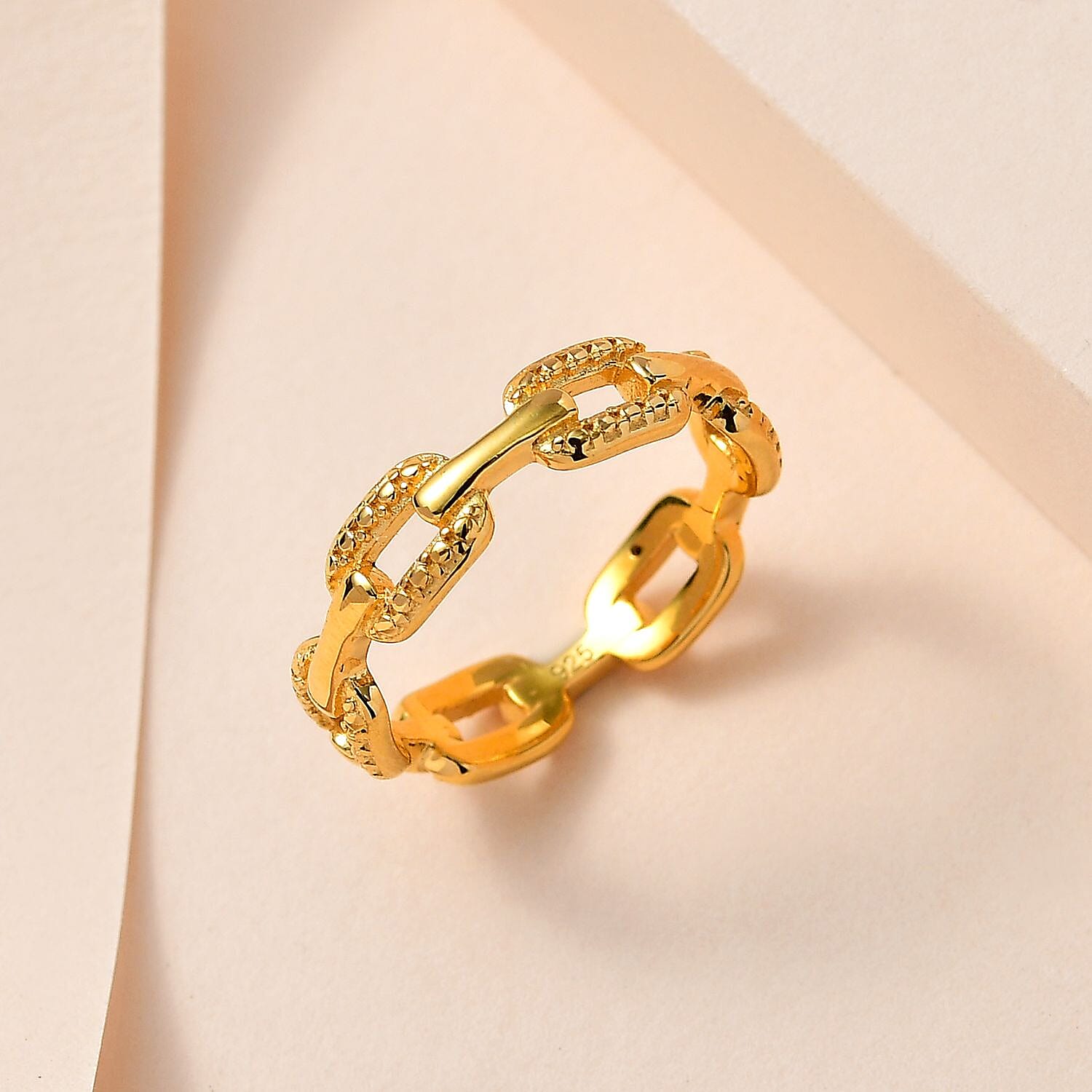 Diamond Link Band Ring in 18K Vermeil Yellow Gold Plated Sterling Silver 7665124 7