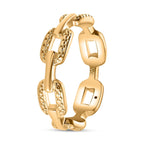 Diamond Link Band Ring in 18K Vermeil Yellow Gold Plated Sterling Silver