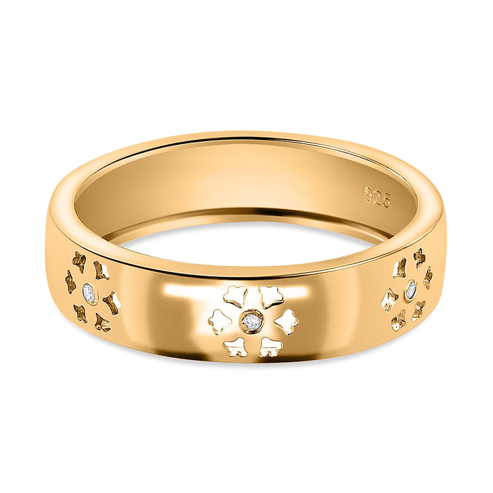 Diamond Floral Band Ring in 18K Vermeil Yellow Gold Plated Sterling Silver 7665097 1