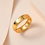 Diamond Floral Band Ring in 18K Vermeil Yellow Gold Plated Sterling Silver