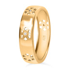 Diamond Floral Band Ring in 18K Vermeil Yellow Gold Plated Sterling Silver