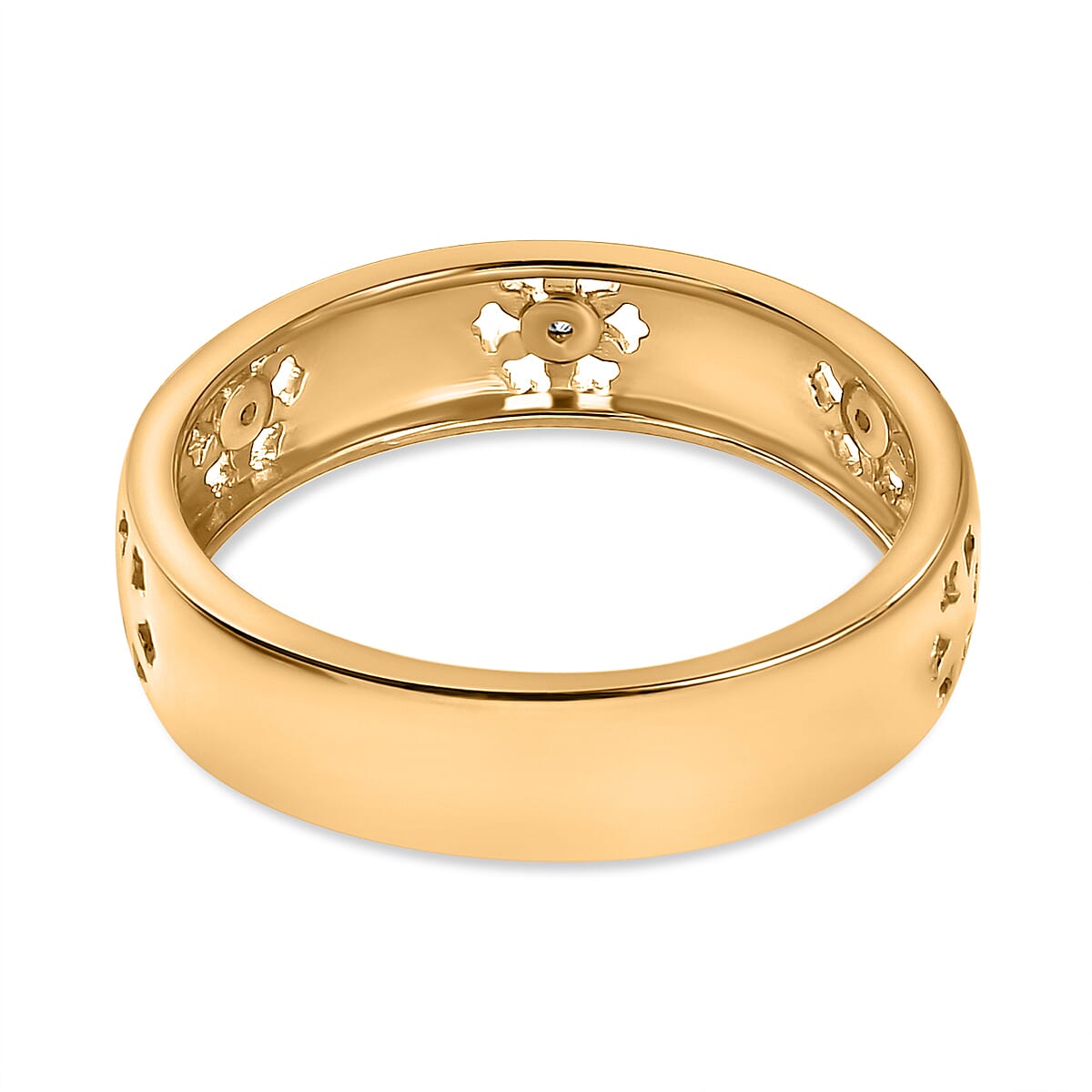 Diamond Floral Band Ring in 18K Vermeil Yellow Gold Plated Sterling Silver V32513173 4