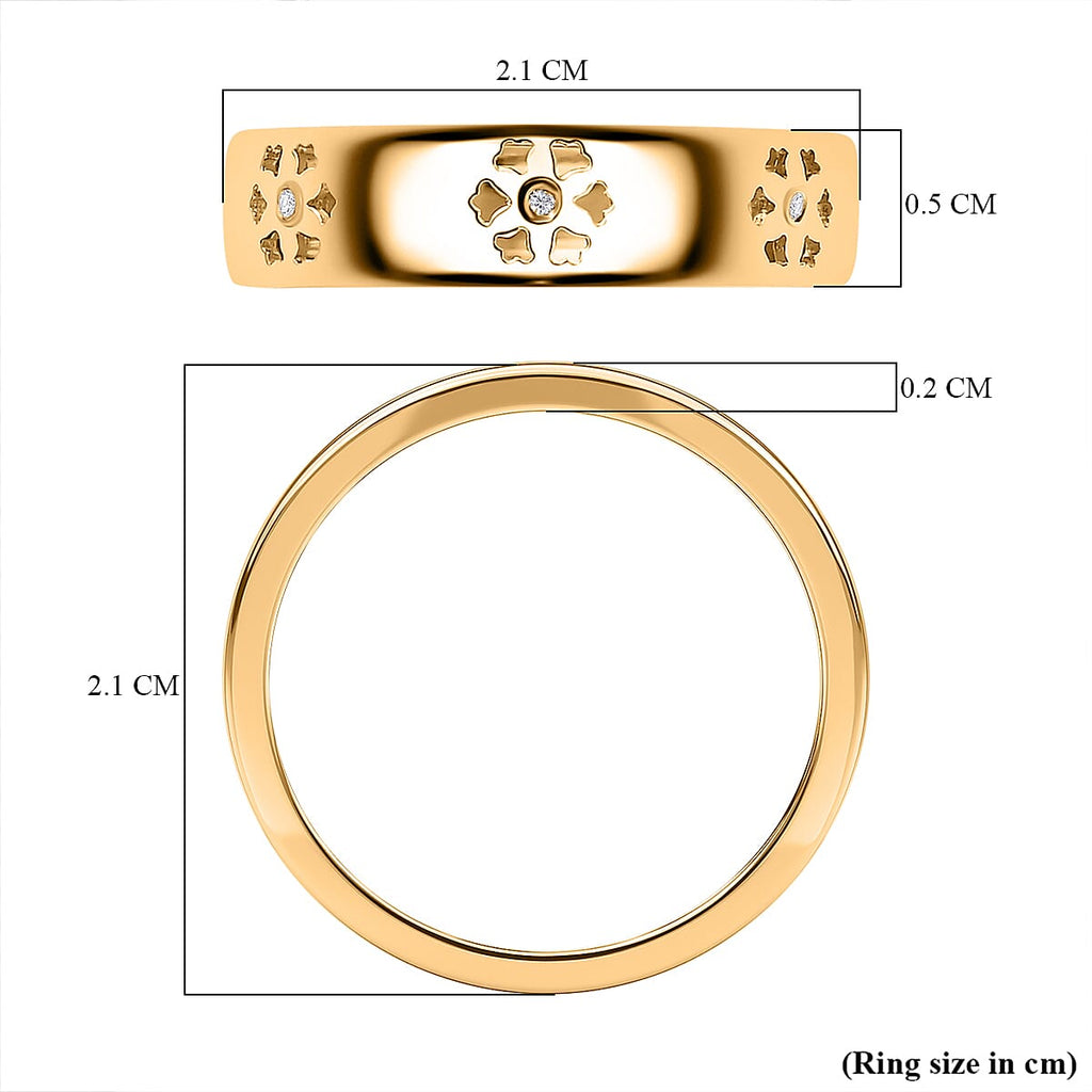 Diamond Floral Band Ring in 18K Vermeil Yellow Gold Plated Sterling Silver