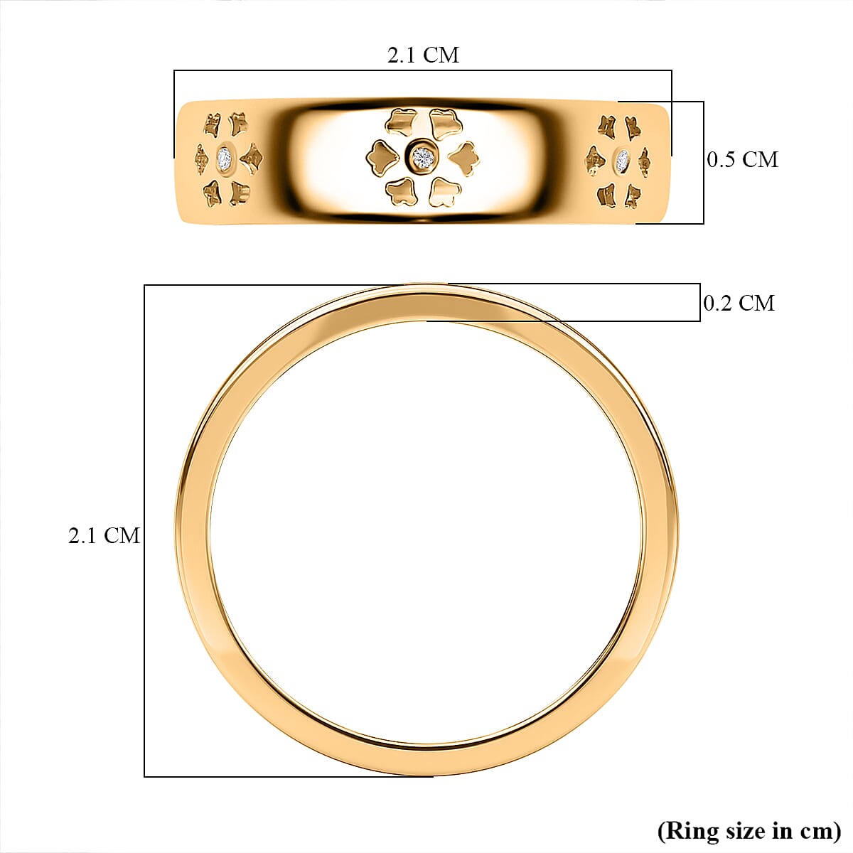 Diamond Floral Band Ring in 18K Vermeil Yellow Gold Plated Sterling Silver V32513173 5
