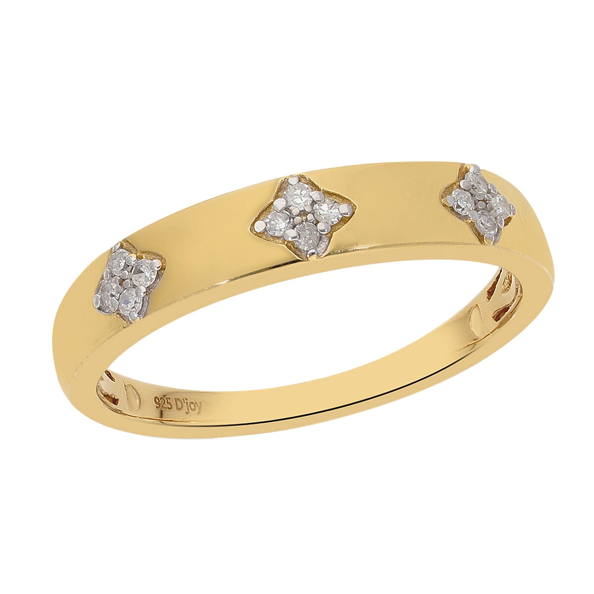 White Diamond Band Ring in Yellow Gold Vermeil Sterling Silver 3745230 0