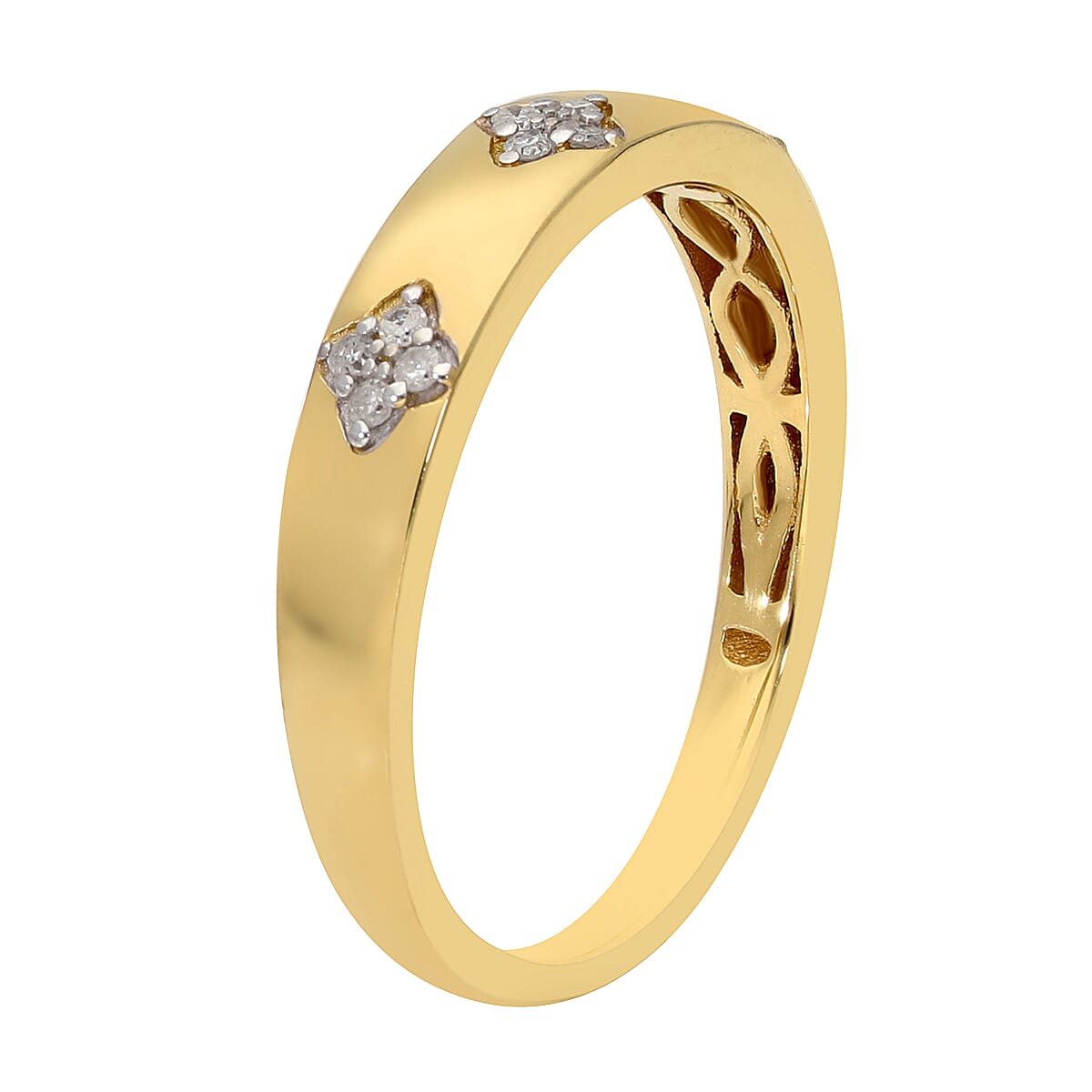 White Diamond Band Ring in Yellow Gold Vermeil Sterling Silver 3745230 4