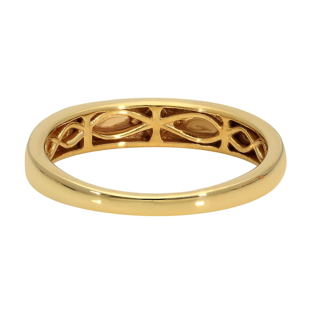 White Diamond Band Ring in Yellow Gold Vermeil Sterling Silver
