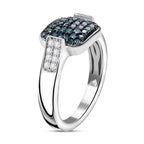 Close Out Deal-  Blue Diamond and White Diamond Ring in rhodium Sterling Silver 0.50 ct