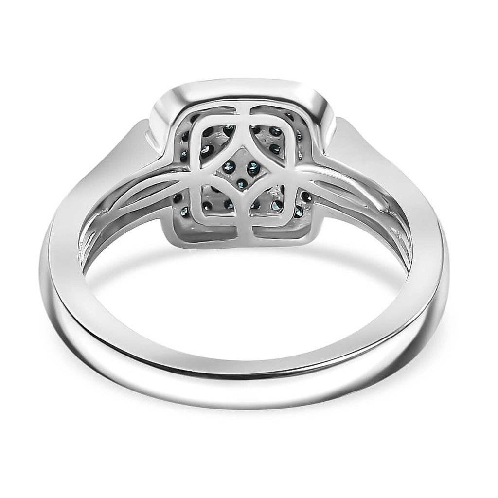 Close Out Deal-  Blue Diamond and White Diamond Ring in rhodium Sterling Silver 0.50 ct