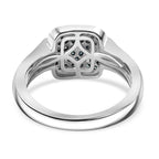 Close Out Deal-  Blue Diamond and White Diamond Ring in rhodium Sterling Silver 0.50 ct