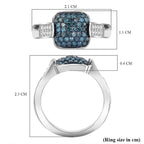 Close Out Deal-  Blue Diamond and White Diamond Ring in rhodium Sterling Silver 0.50 ct