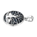 Designer Inspired White and Blue Diamond Tree of Life Pendant in Platinum Overlay Sterling Silver 0.25 Ct