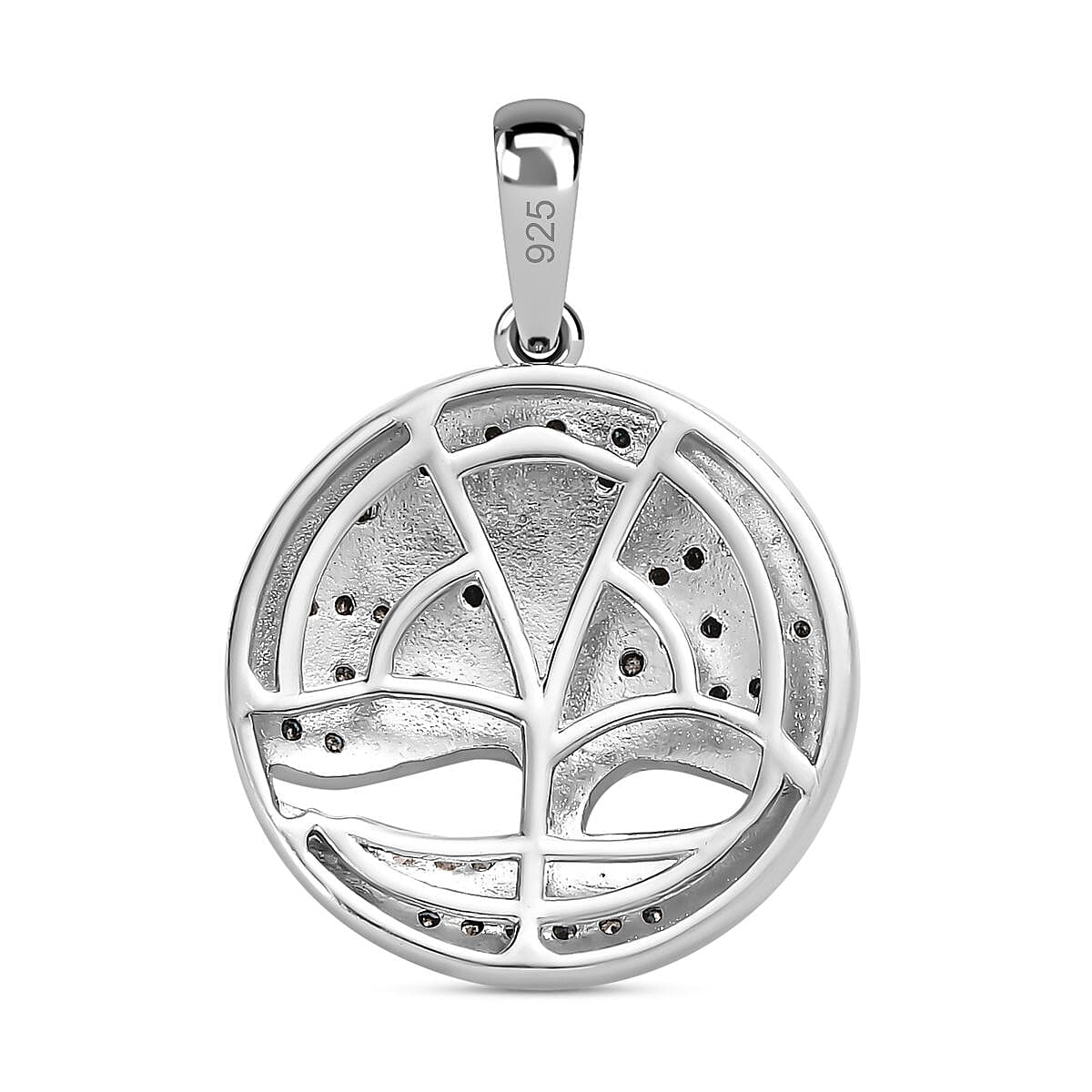 Designer Inspired White and Blue Diamond Tree of Life Pendant in Platinum Overlay Sterling Silver 0.25 Ct 7556570 4