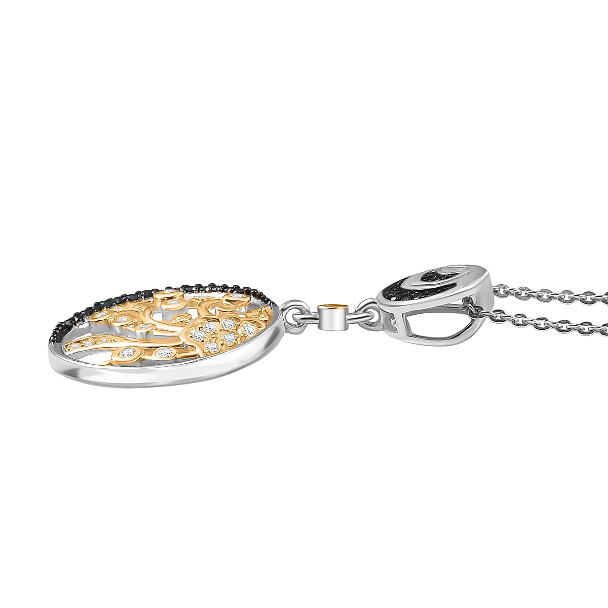 GP Celestial Dream Collection - Multi Colour Diamond &amp; Kanchanaburi Blue Sapphire Pendant with Chain (Size 20) in 18K Vermeil Yellow Gold Plated Rhodium Overlay Sterling Silver 4413632 4