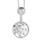 GP Celestial Dream Collection - Multi Colour Diamond & Kanchanaburi Blue Sapphire Pendant with Chain (Size 20) in 18K Vermeil Yellow Gold Plated Rhodium Overlay Sterling Silver