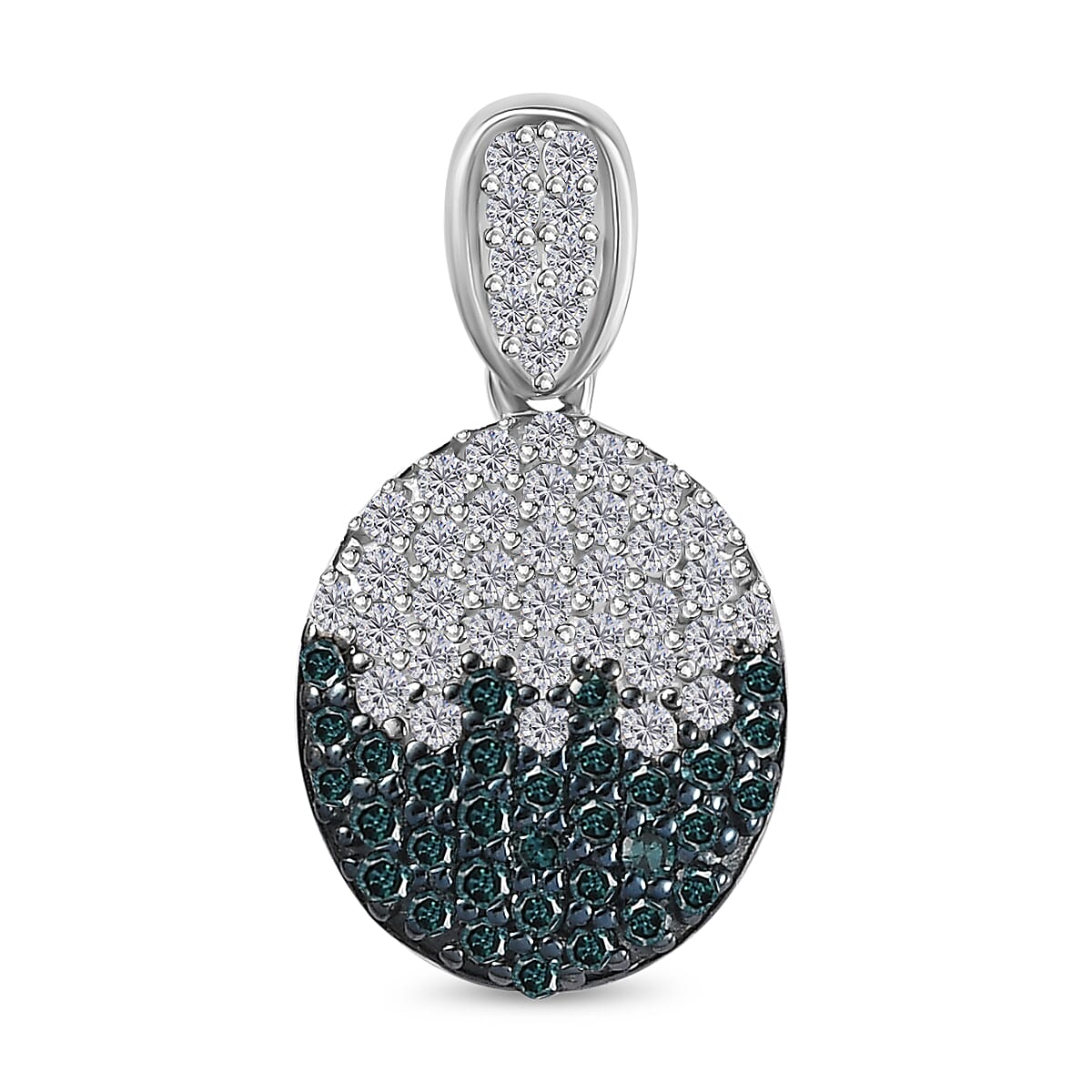 Blue &amp; White Diamond Pendant in Platinum Overlay Sterling Silver 0.52 Ct. 7750564 0