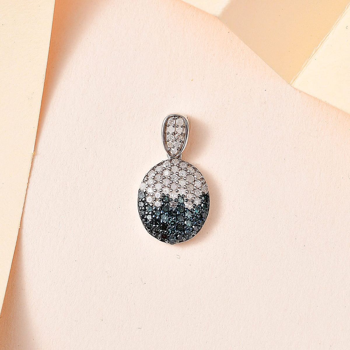 Blue &amp; White Diamond Pendant in Platinum Overlay Sterling Silver 0.52 Ct. 7750564 3