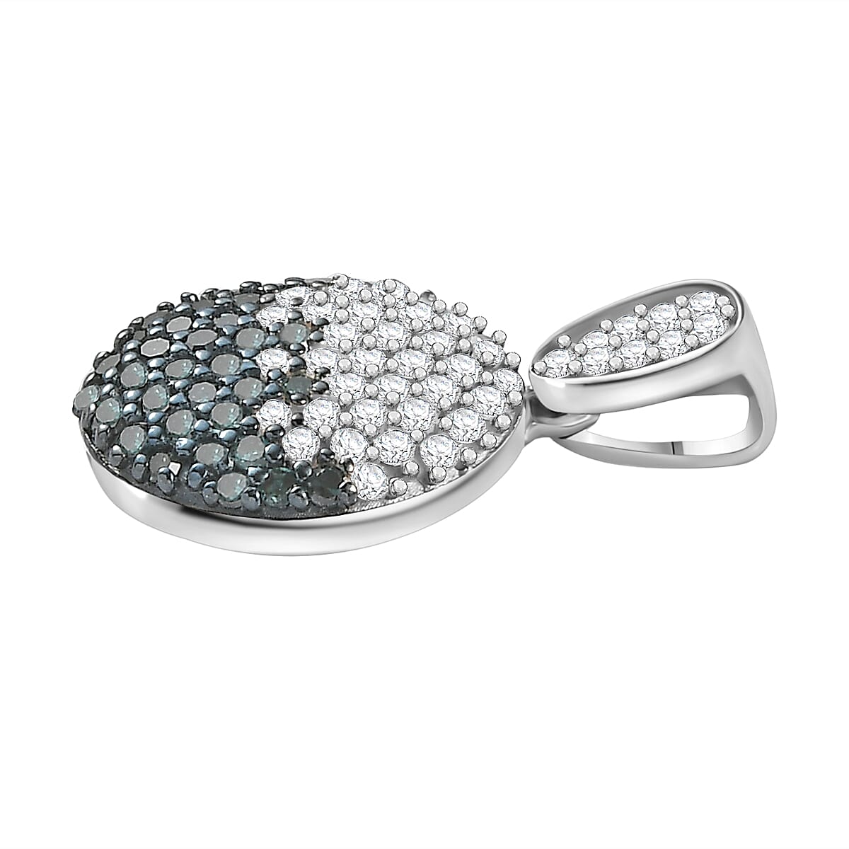 Blue &amp; White Diamond Pendant in Platinum Overlay Sterling Silver 0.52 Ct. 7750564 4