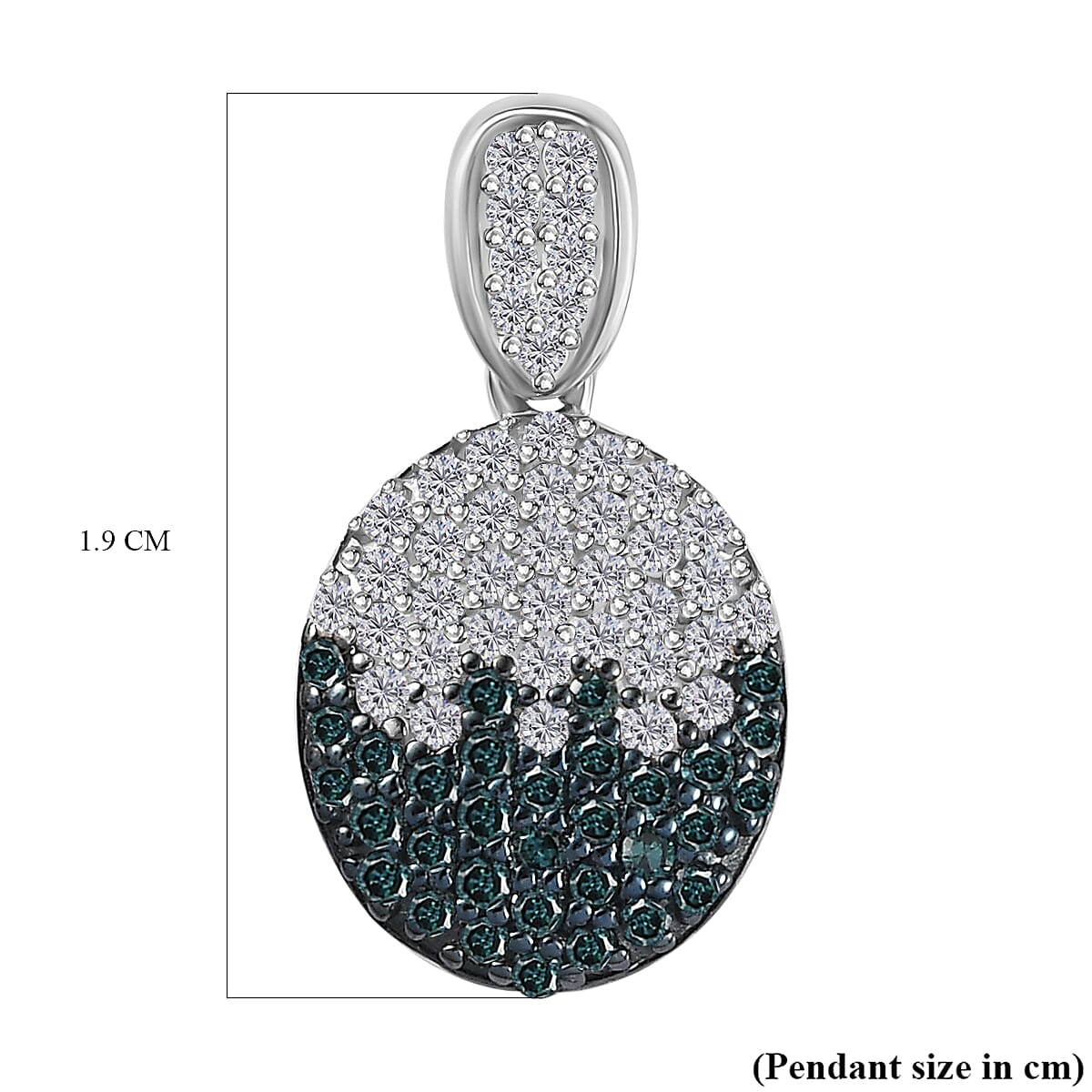 Blue &amp; White Diamond Pendant in Platinum Overlay Sterling Silver 0.52 Ct. 7750564 6