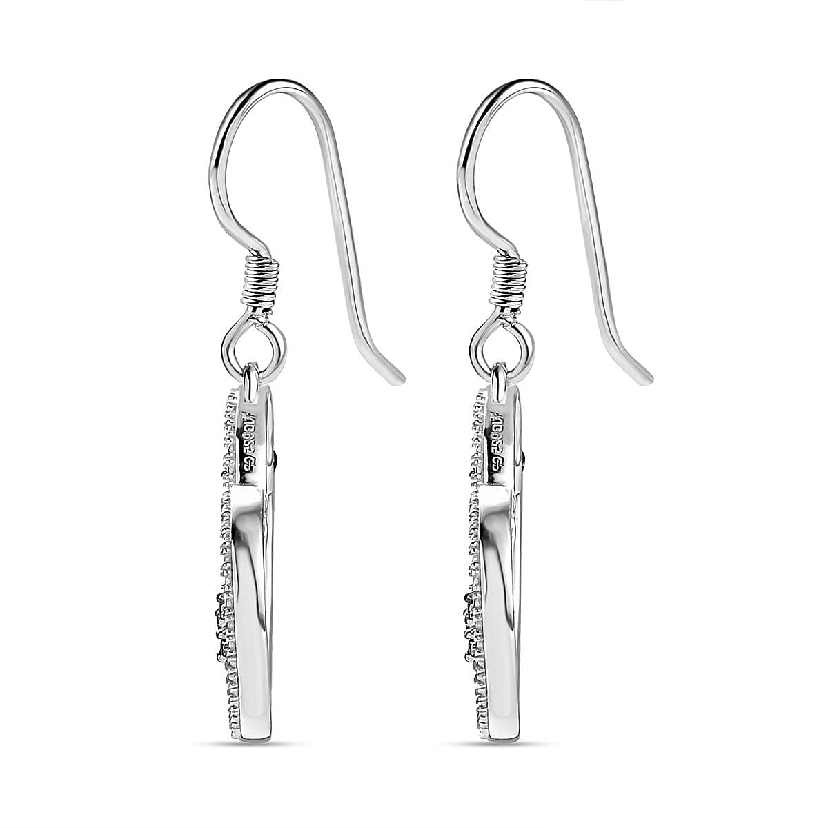 GP White Diamond, Blue Sapphire, Blue Diamond Heart Lever Back Earring in Rhodium Overlay Sterling Silver 7787979 5