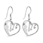 GP Amore Heart Collection - White & Blue Diamond Earrings in Rhodium Overlay Sterling Silver Wt. 5.35 Gms