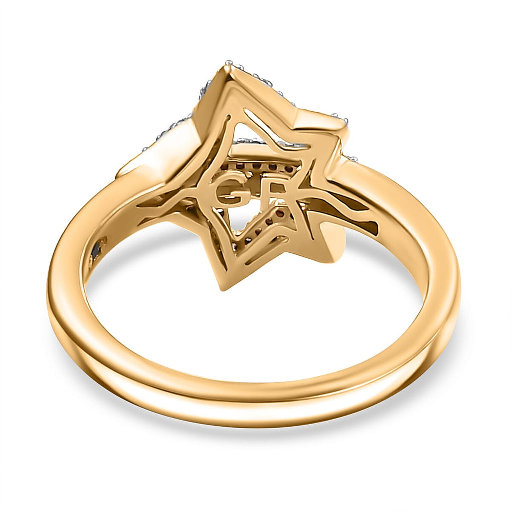 GP Celestial Collection - White Diamond & Blue Sapphire Ring in 18K Vermeil Yellow Gold Plated Sterling Silver