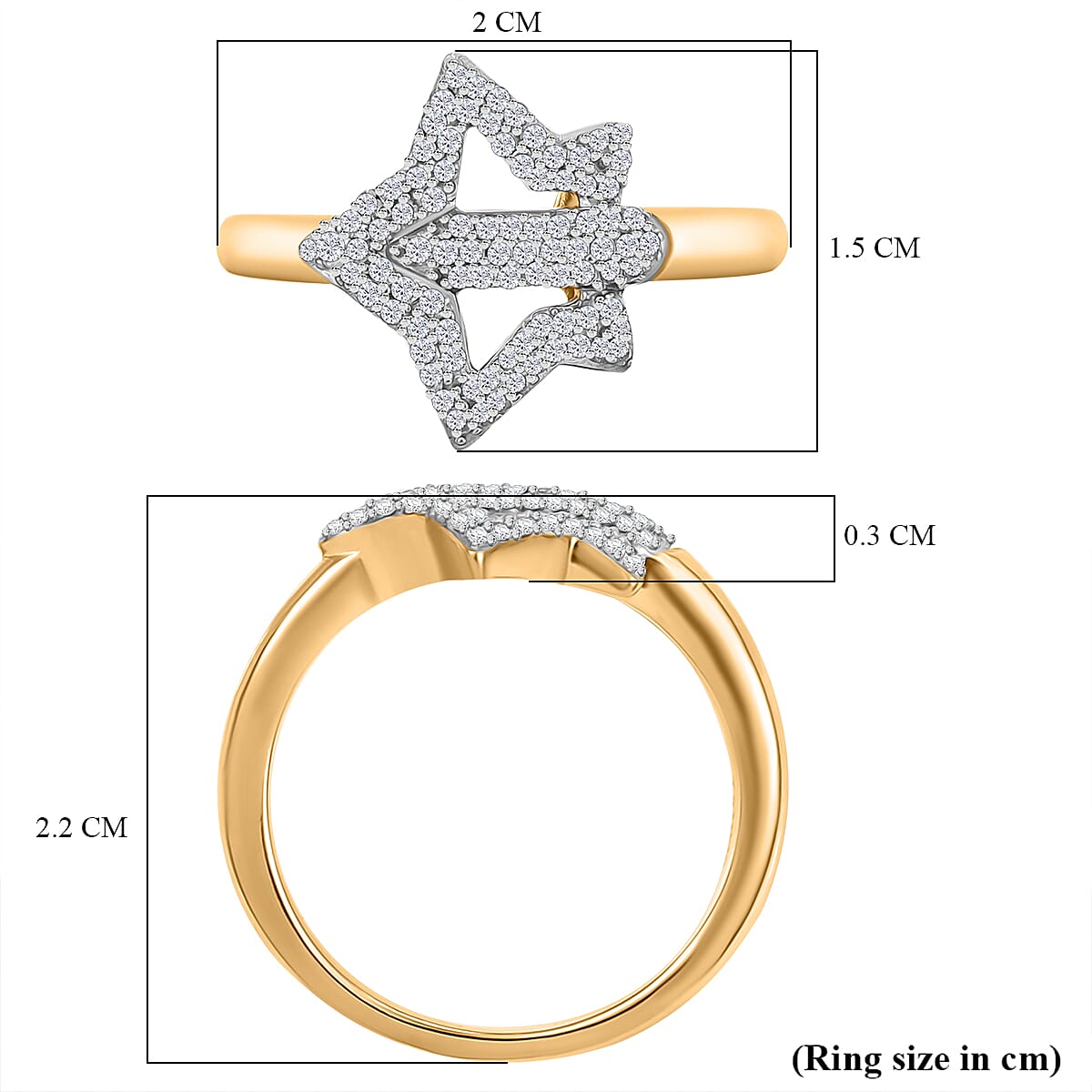 GP Celestial Collection - White Diamond Star Ring in 18K Vermeil Yellow Gold Plated Sterling Silver 7991039 6