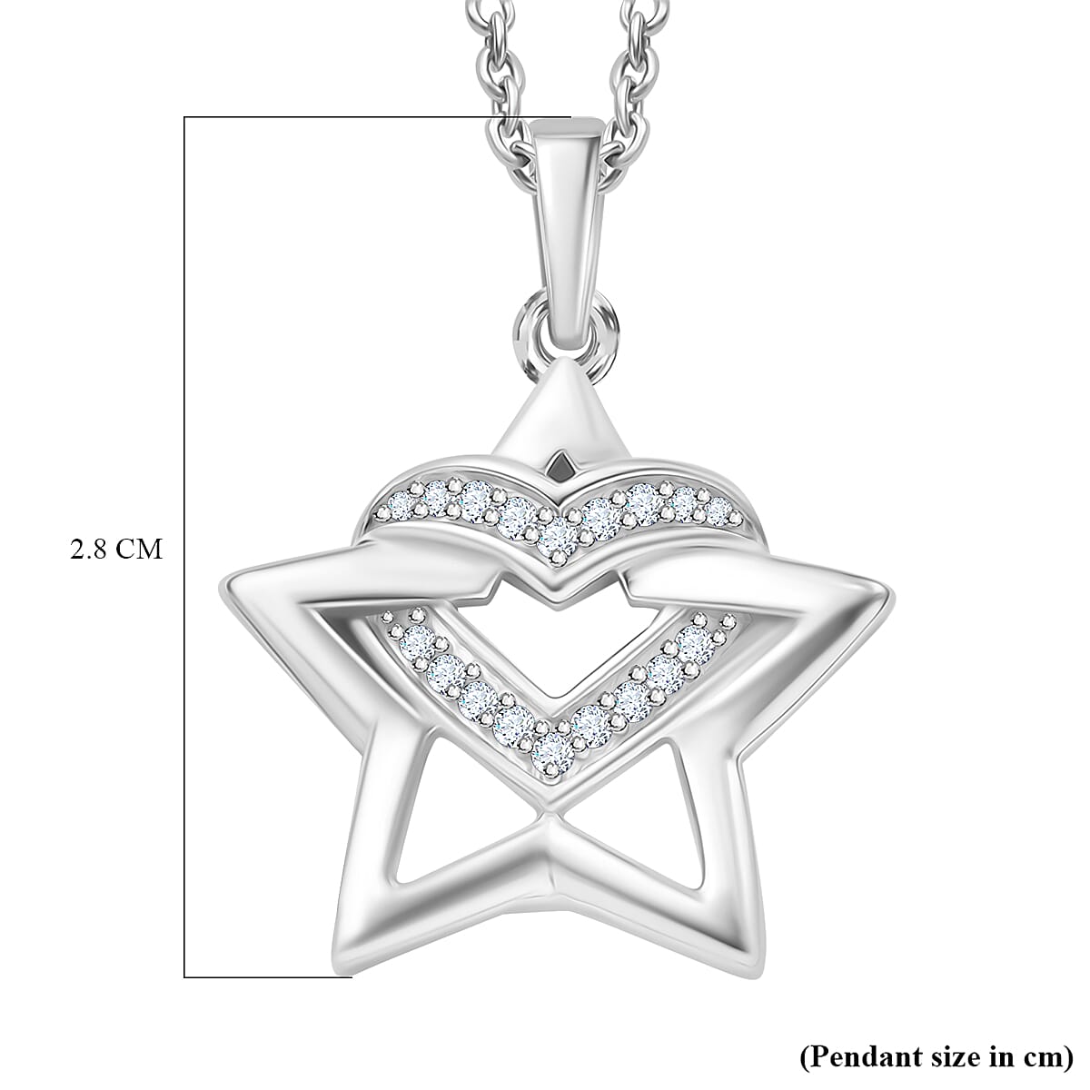 GP Celestial Collection - White Diamond and Blue Sapphire Pendant with Chain (Size - 20) in Rhodium Overlay Sterling Silver 4331190 6