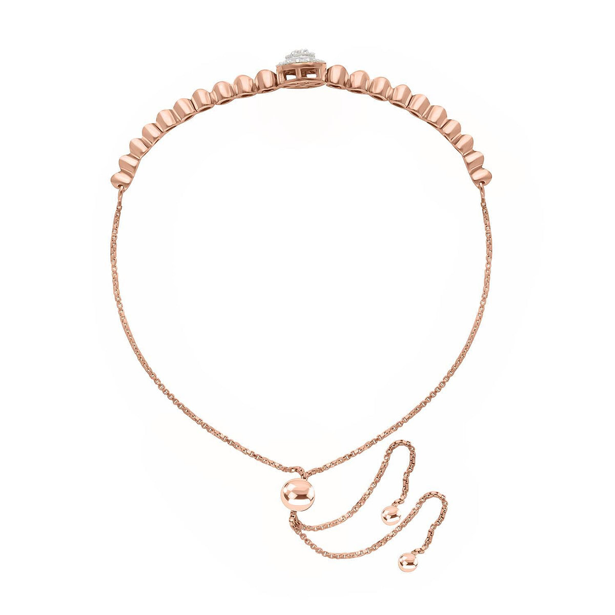 Designer Inspired- Diamond (G-H) BOLO Bracelet (Size - 6.5 To 9.5) in 18K Rose Gold Vermeil Plated Sterling Silver 0.25 Ct. 7566683 3