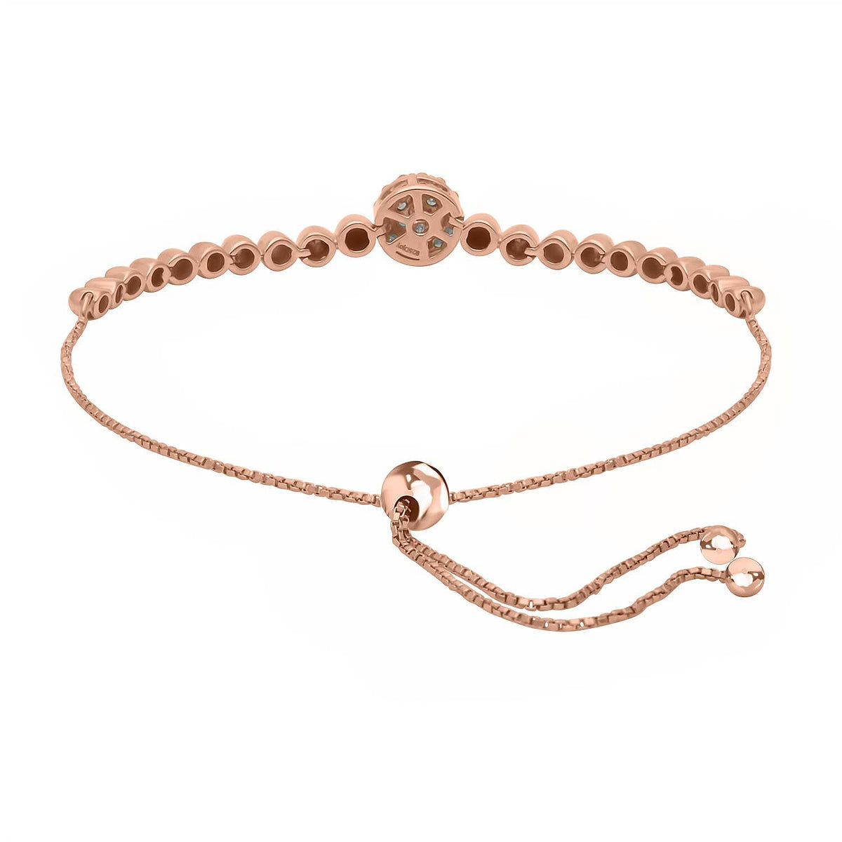 Designer Inspired- Diamond (G-H) BOLO Bracelet (Size - 6.5 To 9.5) in 18K Rose Gold Vermeil Plated Sterling Silver 0.25 Ct. 7566683 4