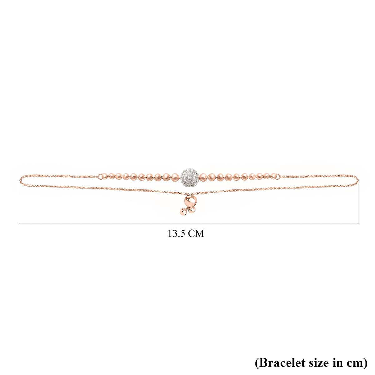 Designer Inspired- Diamond (G-H) BOLO Bracelet (Size - 6.5 To 9.5) in 18K Rose Gold Vermeil Plated Sterling Silver 0.25 Ct. 7566683 5