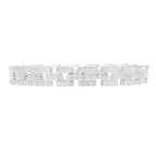 D'Joy Natural Diamond 3 Row Tennis Bracelet (Size 7.5) in Rhodium Overlay Sterling Silver 1.98 Ct