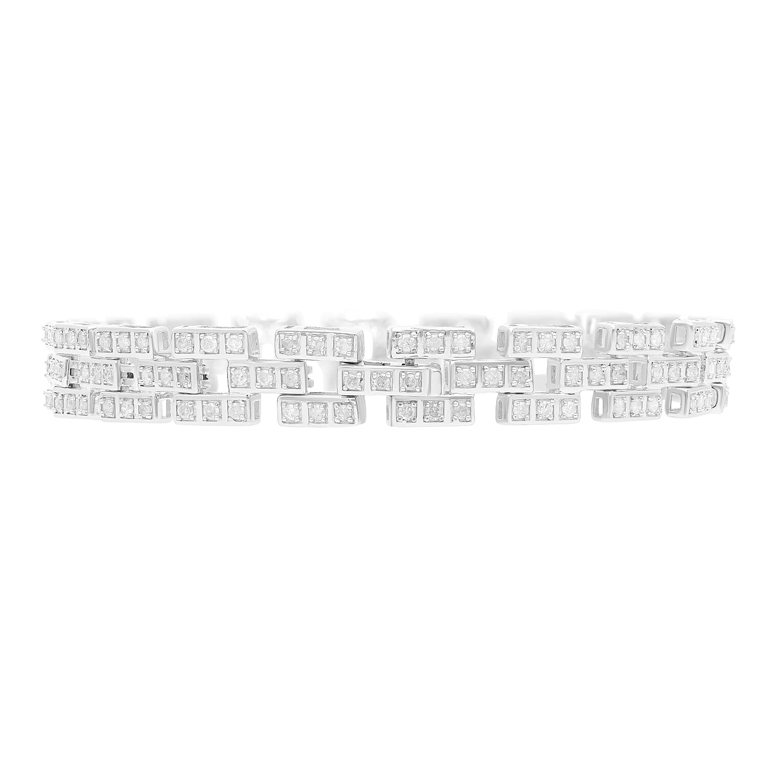 D'Joy Natural Diamond Bracelet (Size - 7.5) in Platinum Overlay Sterling Silver. 2.00 Ct 7806367 0