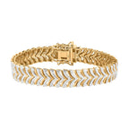 White Diamond Bracelet (Size - 7.5) with Lock Box in Yellow Gold Flash & Silver Plating