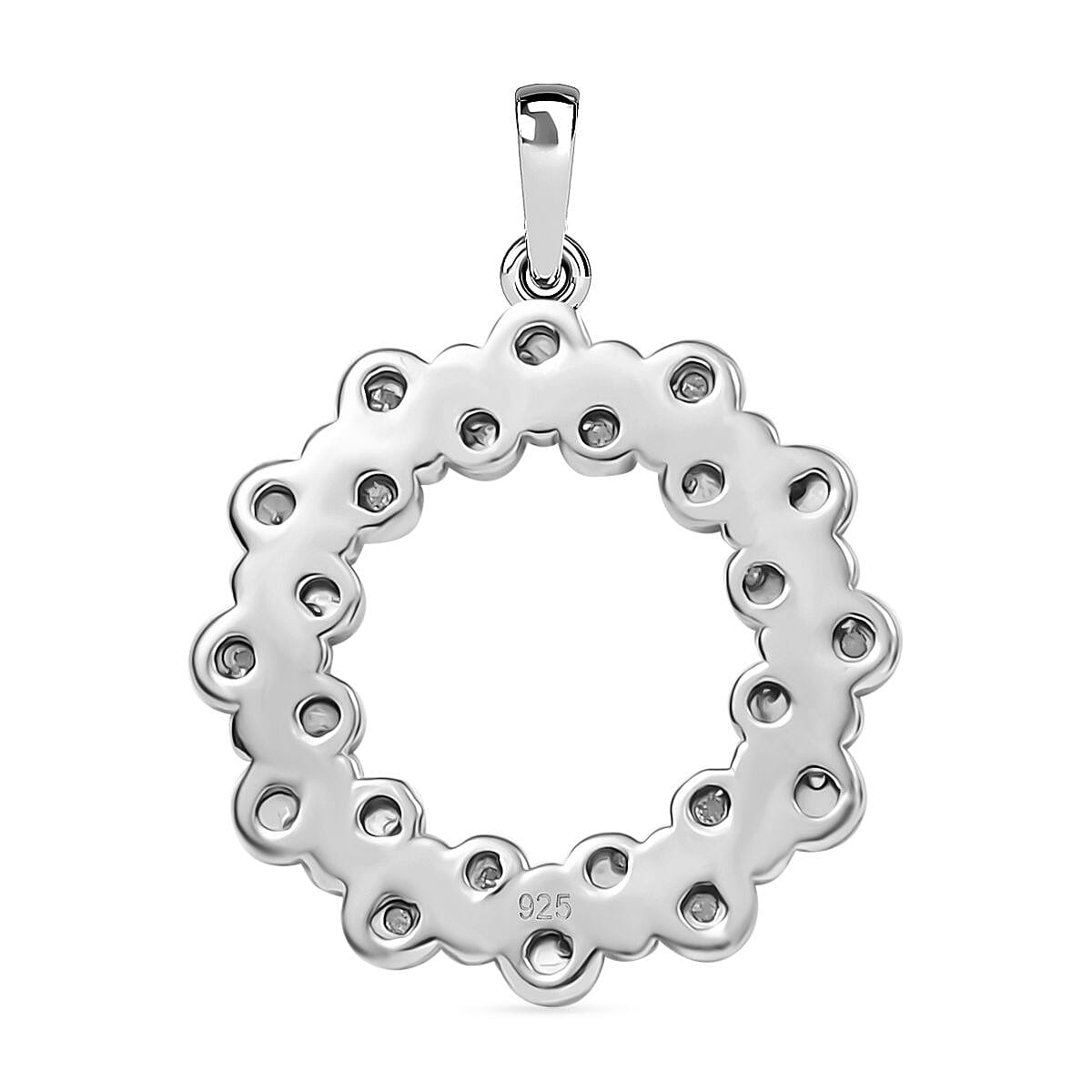 White Diamond Bubble Circle Pendant in Platinum Overlay Sterling Silver 7959797 4