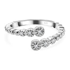 White Diamond  Bypass Ring in Platinum Overlay Sterling Silver 0.04 ct  0.040  Ct.