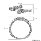 White Diamond  Bypass Ring in Platinum Overlay Sterling Silver 0.04 ct  0.040  Ct.